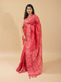 Crimson Red Pure Silk Tussar Handloom Saree