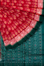 Crimson Red and Green Handloom Cotton Sambalpuri Saree