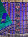 Cyan Green and Blue Pure Silk Handloom Khandua Patta Saree