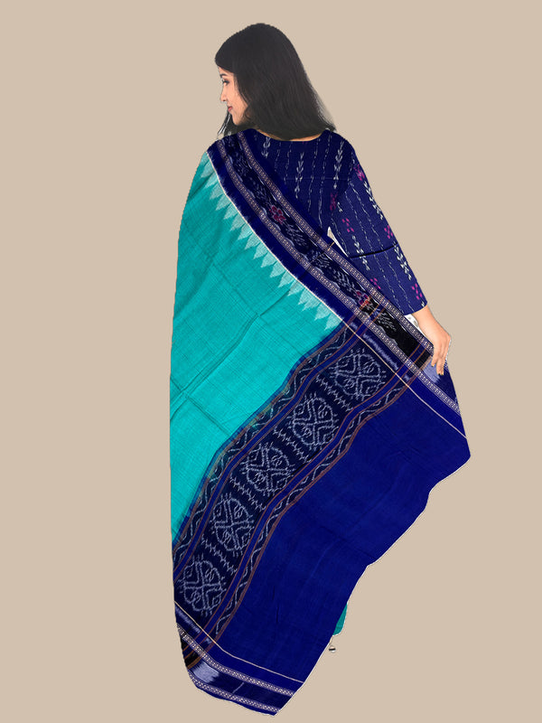 Dark Blue and Turquoise Sambalpuri Handloom Cotton Dress Material