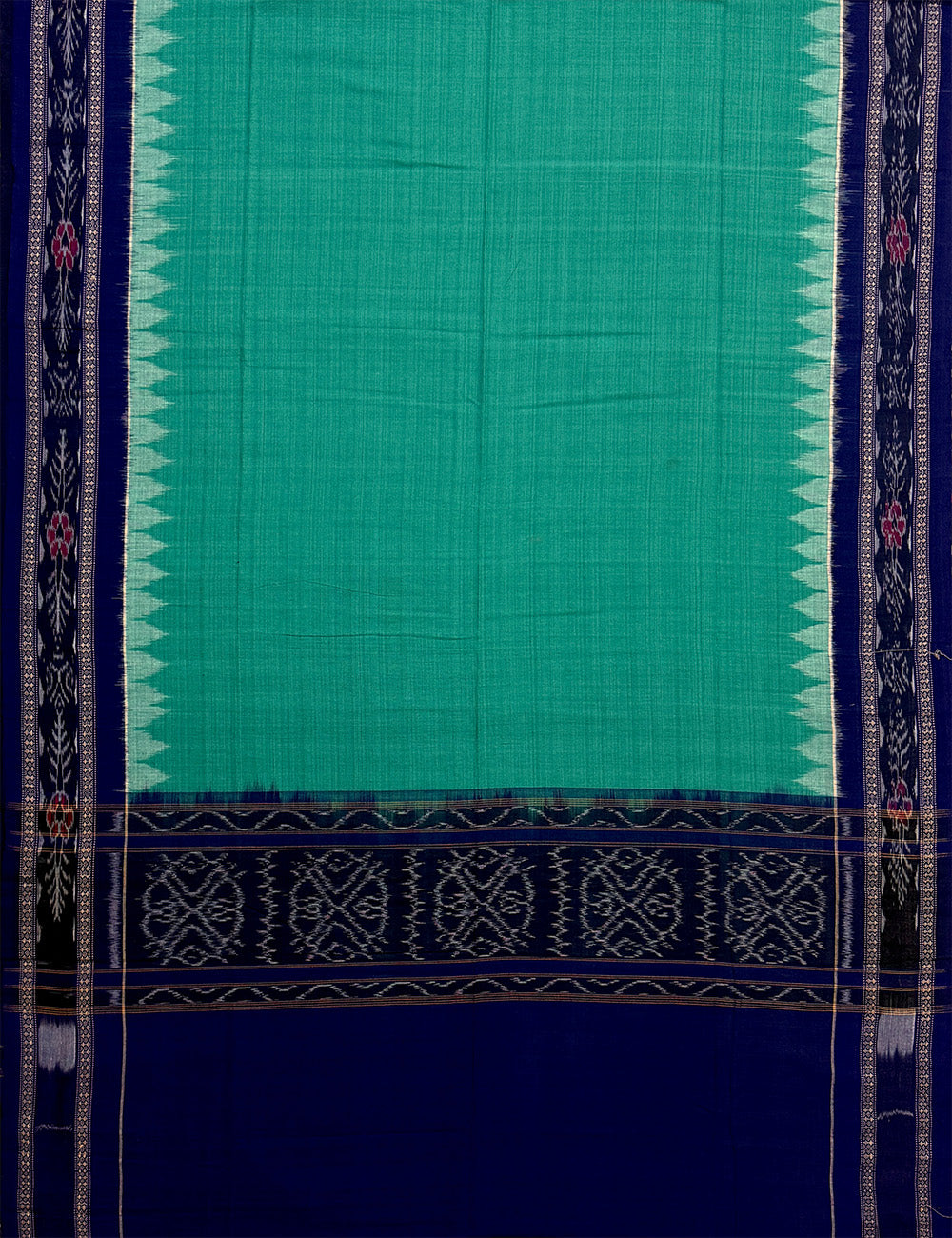 Dark Blue and Turquoise Sambalpuri Handloom Cotton Dress Material