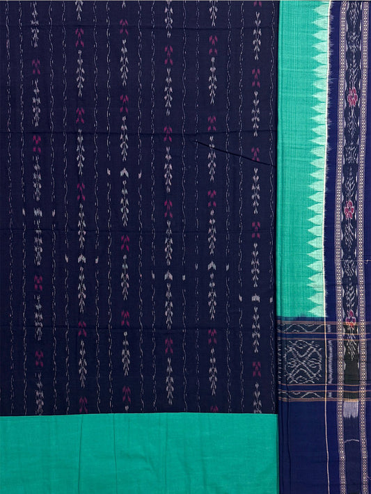 Dark Blue and Turquoise Sambalpuri Handloom Cotton Dress Material