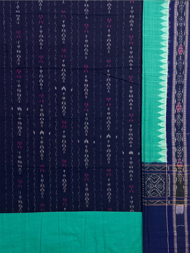 Dark Blue and Turquoise Sambalpuri Handloom Cotton Dress Material