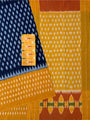 Dark Blue and Yellow Pochampally Mercerised Cotton Handloom Saree in Ikkat Pattern