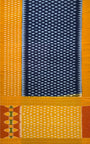 Dark Blue and Yellow Pochampally Mercerised Cotton Handloom Saree in Ikkat Pattern