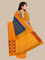 Dark Blue and Yellow Pochampally Mercerised Cotton Handloom Saree in Ikkat Pattern