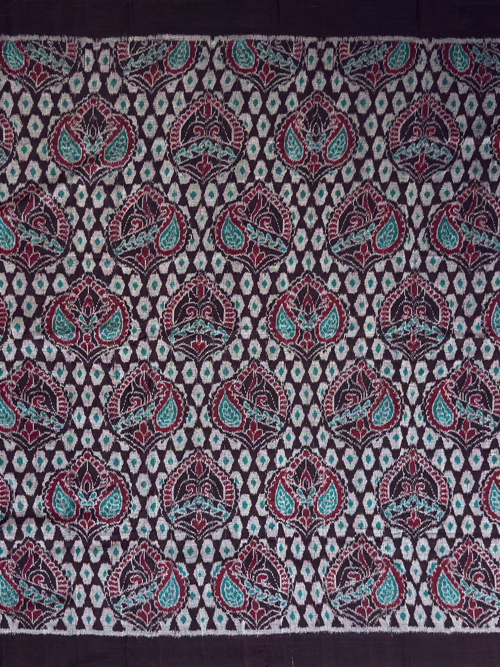 Dark Burgundy and Teal Sambalpuri Handloom Cotton Dress Material