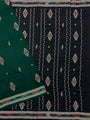 Dark Green and Black Nuapatna Handloom Cotton Saree with Embroidered Motifs