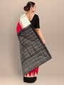 Dark Pink and Black Pure Silk Sambalpuri Handloom Saree with Plain Border and Kumbha Design