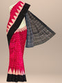 Dark Pink and Black Pure Silk Sambalpuri Handloom Saree with Plain Border and Kumbha Design