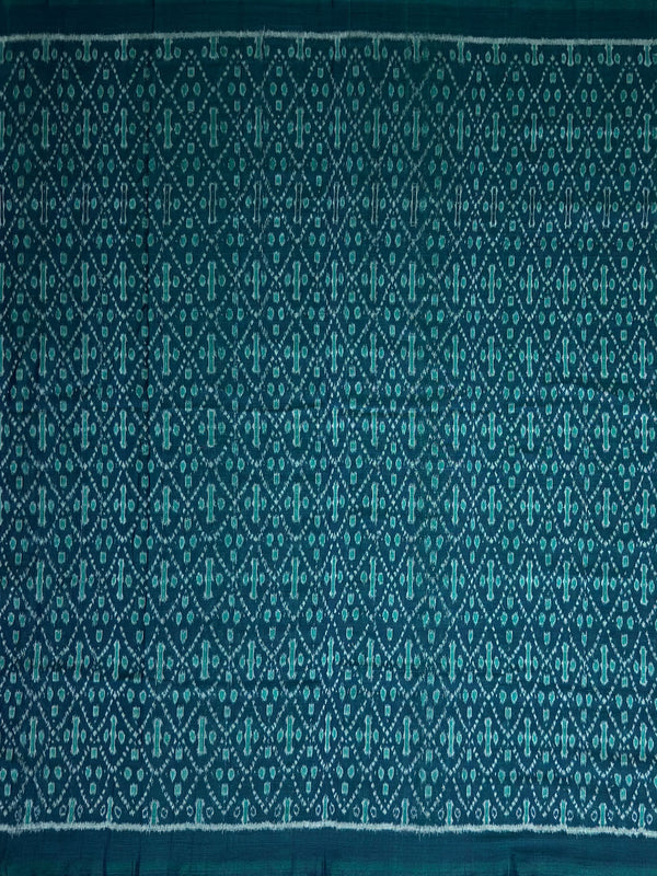 Emerald Green and Black Sambalpuri Handloom Cotton Dress Material
