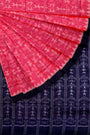 Flamingo Pink and Navy Blue Handloom Cotton Sambalpuri Saree