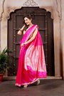 Fuchsia Pink Pure Katan Silk Banarasi Handloom Saree with Resham Work