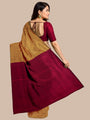 Golden Brown and Maroon Khadi Cotton Handloom Saree