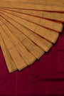 Golden Brown and Maroon Khadi Cotton Handloom Saree