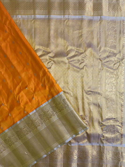 Golden Yellow Pure Silk Gadwal Handloom Saree