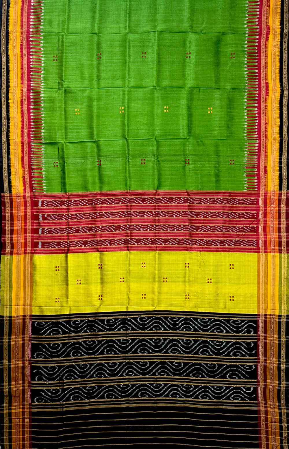 Green Kathiphera Pure Silk Handloom Khandua Patta Saree