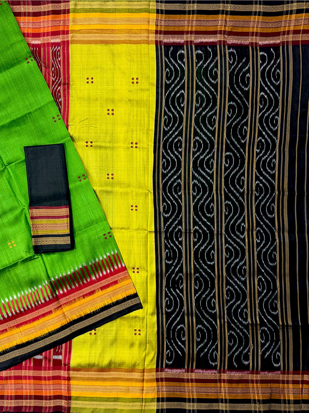 Green Kathiphera Pure Silk Handloom Khandua Patta Saree