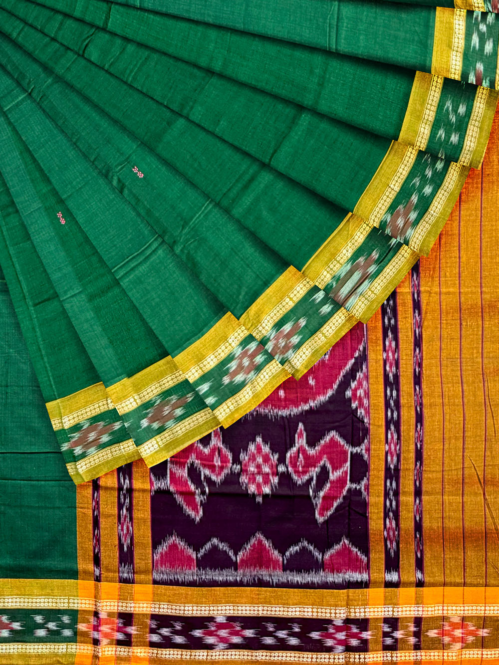 Green Nuapatna Handloom Cotton Saree