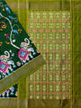 Green Pochampally Pure Silk Handloom Saree in Patola Pattern with Elephant Motifs