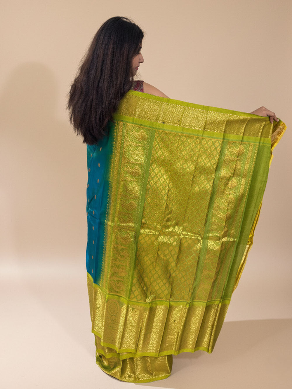 Green Pure Silk Gadwal Handloom Saree