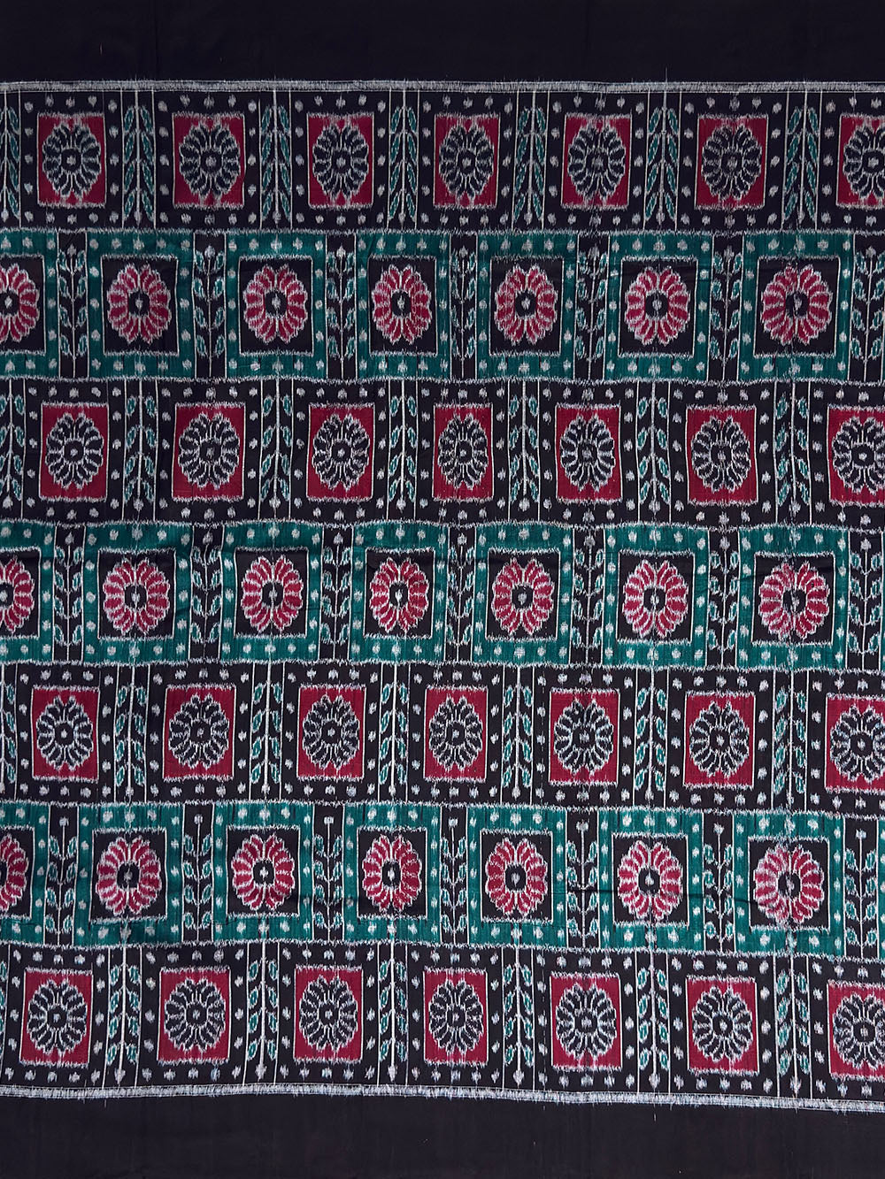 Green, Maroon and Black Sambalpuri Handloom Cotton Dress Material