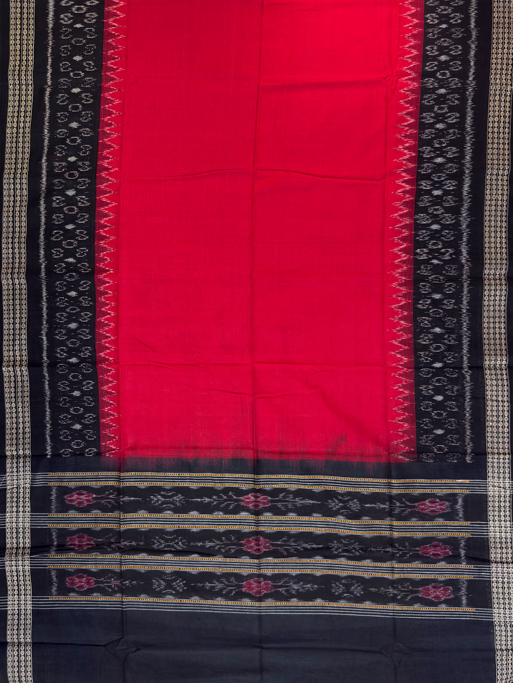 Green, Maroon and Black Sambalpuri Handloom Cotton Dress Material