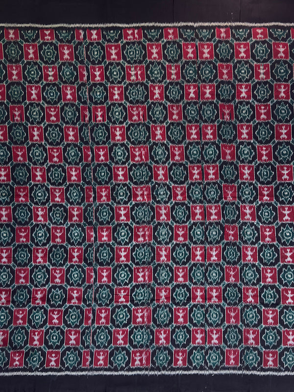 Green, Maroon and Black Sambalpuri Handloom Cotton Dress Material