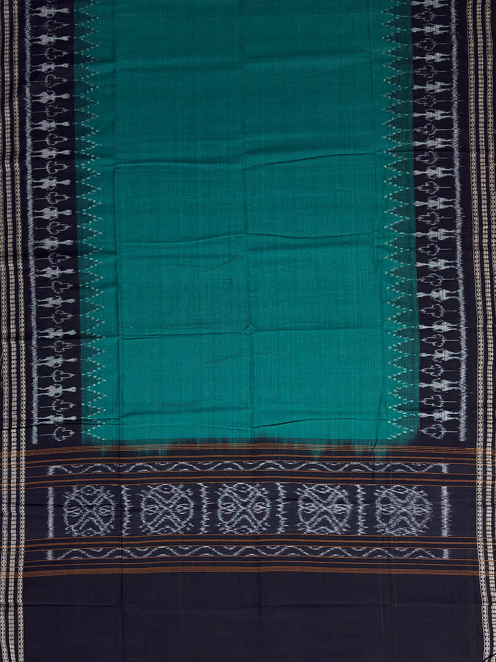 Green, Maroon and Black Sambalpuri Handloom Cotton Dress Material