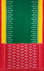 Green, Yellow and Red Pochampally Mercerised Cotton Handloom Saree in Ikkat Pattern