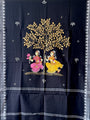 Green and Black Hand Painted Pattachitra Dress Material