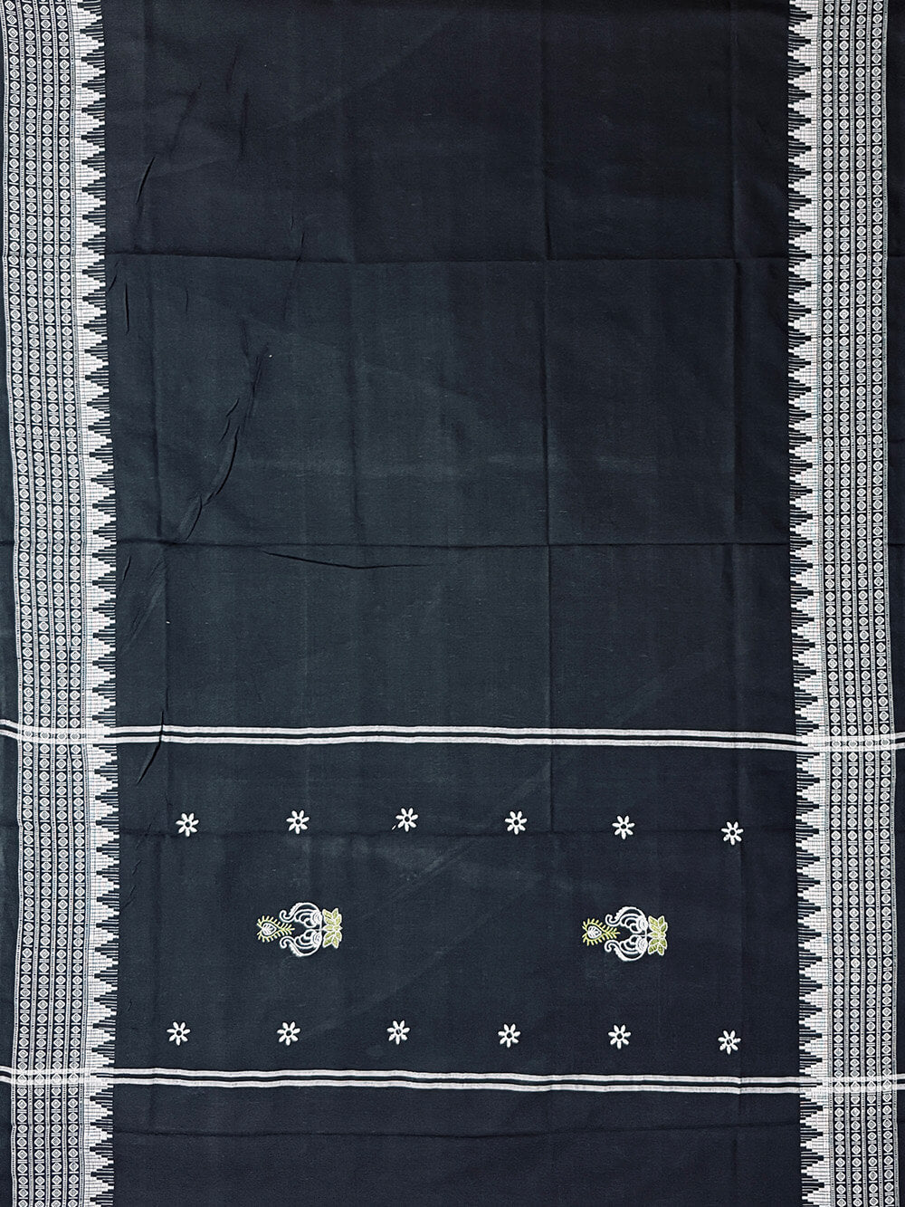 Green and Black Nuapatna Handloom Cotton Dress Material
