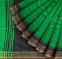 Green and Black Pure Raw Silk Handloom Saree