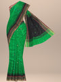 Green and Black Pure Raw Silk Handloom Saree