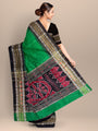 Green and Black Pure Raw Silk Handloom Saree with Vidharva Border