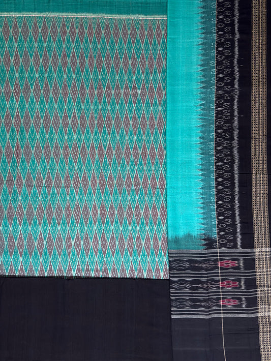 Green and Black Sambalpuri Handloom Cotton Dress Material