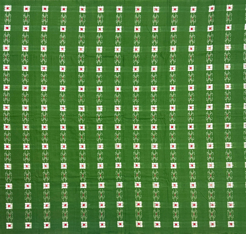 Green and Black Sambalpuri Handloom Cotton Dress Material with Passapali Pattern