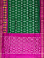 Green and Pink Pochampally Pure Silk Handloom Saree in Ikkat Pattern
