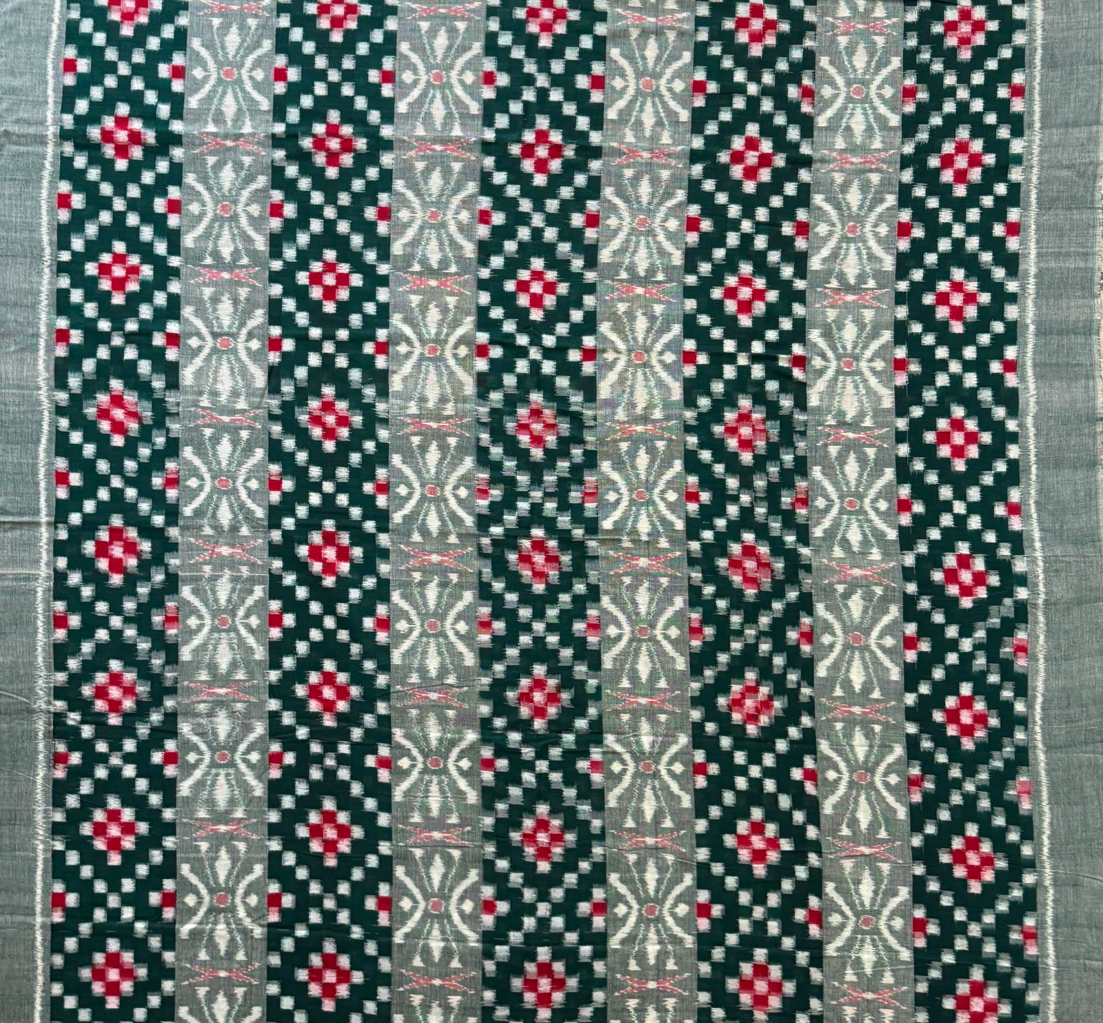 Green and Pink Sambalpuri Handloom Cotton Dress Material With Pasapalli Pattern