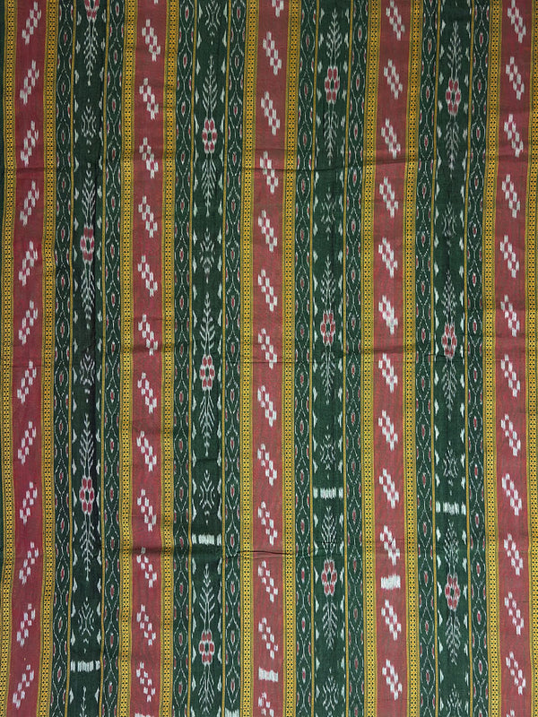 Green and Red Nuapatna Handloom Cotton Dress Material