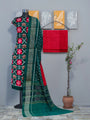 Green and Red Pasapalli Pattern Sambalpuri Handloom Cotton Dress Material