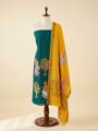 Green and Yellow Hand Painted Pattachitra Dress Material