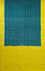 Green and Yellow Pochampally Mercerised Cotton Handloom Saree in Ikkat Pattern