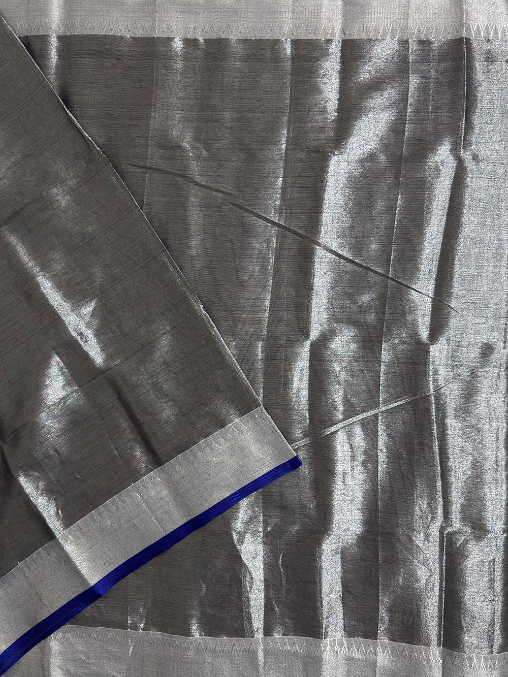 Grey Handloom Cotton Tissue Saree