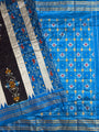 Grey, Black and Blue Pochampally Pure Silk Handloom Saree in Patola Pattern