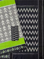 Grey, Black and Neon Green Pochampally Mercerised Cotton Handloom Saree in Ikkat Pattern