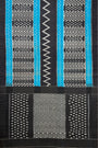 Grey, Black and Turquoise Blue Pochampally Mercerised Cotton Handloom Saree in Ikkat Pattern