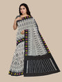 Grey Pochampally Mercerised Cotton Handloom Saree in Ikkat Pattern