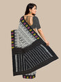 Grey Pochampally Mercerised Cotton Handloom Saree in Ikkat Pattern
