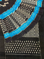 Grey, Black and Turquoise Blue Pochampally Mercerised Cotton Handloom Saree in Ikkat Pattern